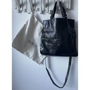Tous Convertible Leather Tote bag to Crossbody in Black
